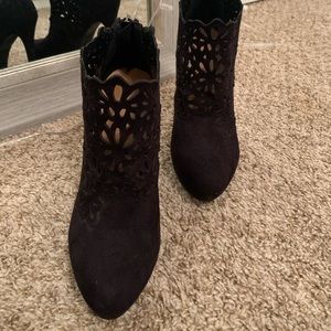 Black Velvet Floral Heels